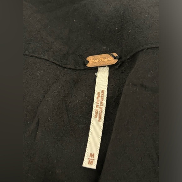 Free People Dream Girl Wrap Top M Black Puff Balloon Long Sleeves V-Neck - Picture 5 of 6